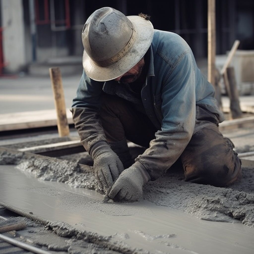 Person repairing concrete